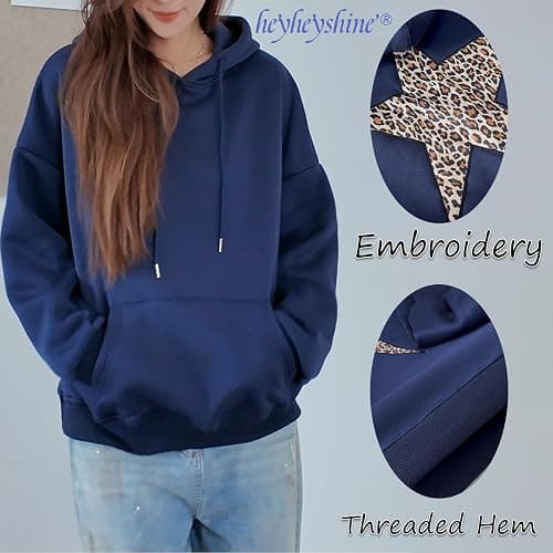 heyheyshine Star Graphic Hoodies Oversized Y2k Leopard Print Hooded Sweatshirt Cheetah Hoodie Streetwear Unisex Pullover Tops thumbnail 5