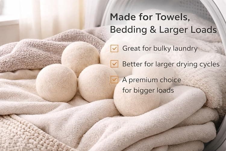 Updated Version(Made of The Latest Shearing) Wool Dryer Balls Pack of 6 XL,Premium Reusable New Zealand Natural Fabric Softener,Saves Drying Time, Handmade Dryer Balls… thumbnail 2