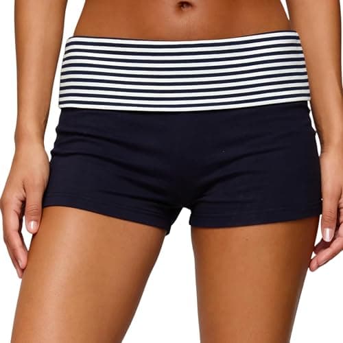 KMBANGI Womens Fold Over Shorts Elastic Waist Y2k Lounge Shorts Foldover Cute Pajama Micro Bottoms Mini Shorts Sleepwear - Image 1
