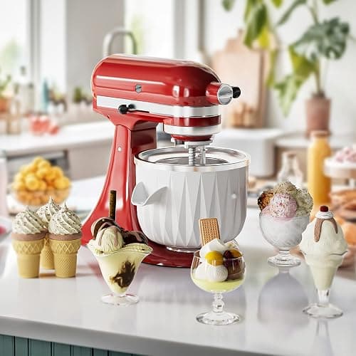 Ice Cream Attachment for KitchenAid Stand Mixer, Compatible with KitchenAid 4.5 Qt and Larger Stand Mixers, 2-Quart Frozen Yogurt - Ice Cream & Sorbet Gelato Maker by GVODE thumbnail 2
