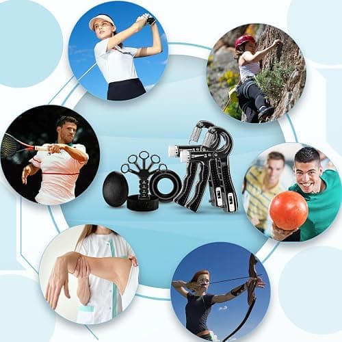ACOTANT Grip Strength Trainer(5 Pack) with Finger Exerciser, Hand Grip Strengthener, Finger Stretcher,Grip Ring & Stress Relief Ball for Muscle Building and Injury Recover with Carry Bag thumbnail 6
