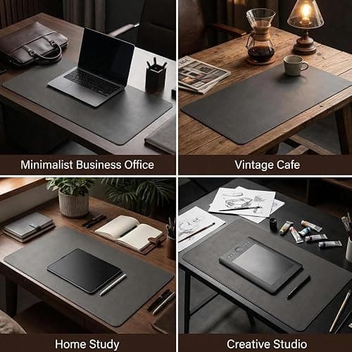 PIPRE Desk Mat, 22 x 30 cm, Premium Leather Mouse Mat, Non-Slip Table Mat, Desk Mat, Multifunctional Office Mousepad, Desk Accessories for Office and Home Office (Dunkelgrau) thumbnail 8