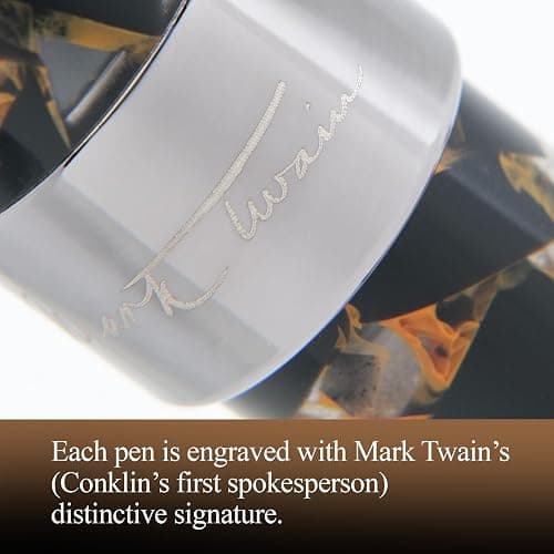 Conklin Mark Twain Crescent Filler Fountain Pen - Orange Medley with Gunmetal Trim - Fine Nib - Luxury Writing Instrument thumbnail 6
