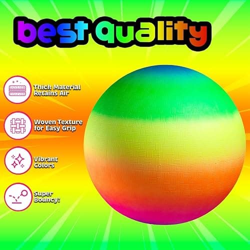 PlayBolt Rainbow Playground Ball - 8.5Inch (Pack of 1) Rubber Bouncy Inflatable Balls for Kids and Adults, Indoor and Outdoor Games, Kickball, Dodgeball, Four Square, and More thumbnail 7