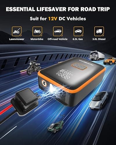 Auxbeam Jump Starter with Air Compressor 3000A Car Battery Jump Starter (6.5 Gas/3.0L Diesel) with 150PSI Cordless Tire Inflator 12V Jumper Box for Car Battery Portable for Compact Vehicle thumbnail 5