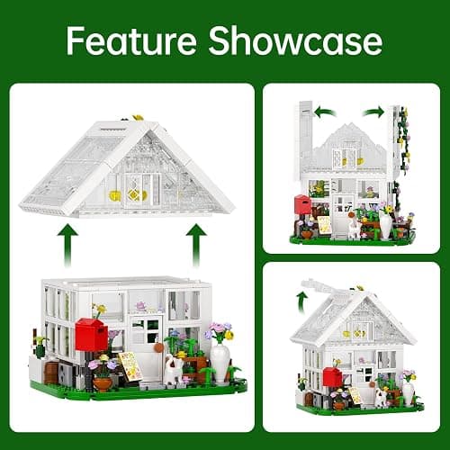 Girls Flower House Building Sets Compatible with Lego Friends Sets for Girls 8-12, Greenhouse Building Toys with LED Lights, Garden House Model, Christmas Holiday for Friends Kids Adults (484pcs) thumbnail 6
