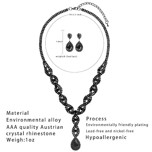 Miraculous Garden 3Pcs/Set Wedding Costume Jewelry Shiny Artificial Rhinestone Crystal Teardrop Necklace Link Bracelet Dangle Earrings Jewelry Sets for Women thumbnail 4