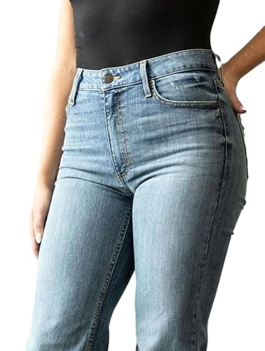 Kimes Ranch Women's Olivia Casual Western High Rise Waist Stove Pipe & Wide Leg Raw Hem Light Wash Denim Jeans thumbnail 4