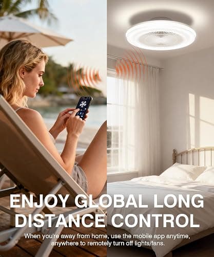 Smart RGB Ceiling Fans with Lights and Remote，20" Low Profile Ceiling Fan with Light ,6-Speed Wind & Dimmable LED,1000+RGB Ambient Light ,Flush Mount Ceiling Fan Compatible with Alexa and Google Home thumbnail 6