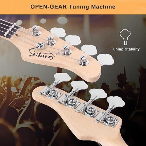 GLARRY Full Size Electric Bass Guitar Beginner Kit 4 String Exquisite Basswood Bass with 20W AMP, Cable, Strap, Bag and Accessories (White, 39"Right Handed) thumbnail 4