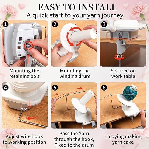 SPEENSUN Yarn Winder, Yarn Winder for Crocheting, 3.5 OZ Easy-to-Install and Efficiently Yarn Ball Winder with Lower Noise, Yarn Spinner for Crochet and Knitting Lover for Yarns Below Size 5 thumbnail 3