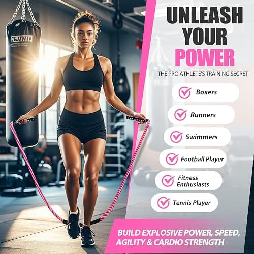 KUZARO Jump Rope, Weighted Jump Rope for Women, Heavy Jump Ropes for Fitness, Home Gym Exercise Equipment, Adult Skipping Rope for Improve Strength, Weight Loss, Boxing Training,Total Body Workout Equipment thumbnail 8