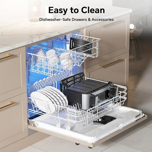 Emphsism 1600W Dual Zone Air Fryer Oven,12.69QT with Divider,Nonstick & Dishwasher-Safe Basket,Match Cook & Smart Finish to Roast,Recipes for Easy Cooking,Digital Touchscreen,Metal Sliver thumbnail 8