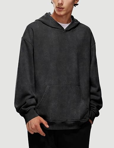 Iwing Mens Womens Oversized Acid Wash Hoodie Sweatshirt Heavyweight Fleece Hoodies Unisex Vintage Washed Sweatshirt 2025 thumbnail 2