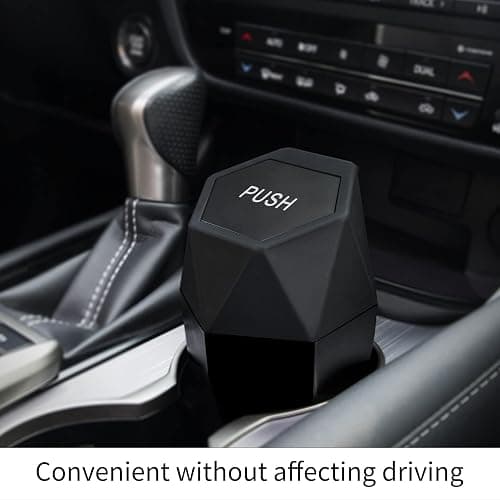 JUSTTOP Car Trash Can with Lid, Diamond Design Small Automatic Portable Trash Can, Easy to Clean, Used in Car Home Office Interior Accessories, 2PCS (Black) thumbnail 8