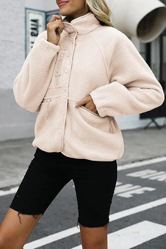 Nirovien Womens Fuzzy Fleece Jacket Button Down Sherpa Coats Casual Winter Warm Outwear with Pockets thumbnail 2
