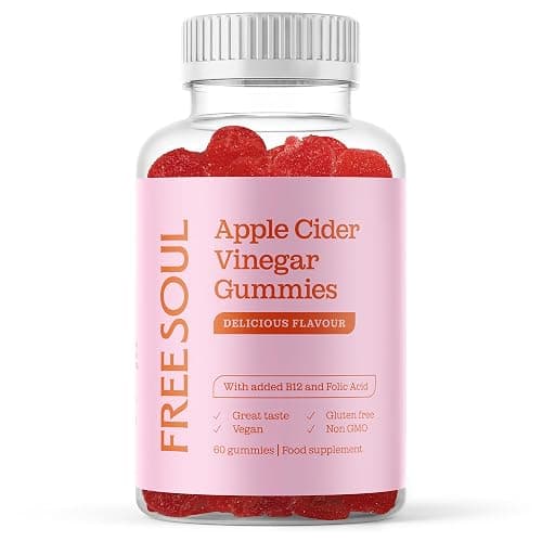 Apple Cider Vinegar Gummies with The Mother 1000mg | Enhanced with Vitamin B12 & Folic Acid | 60 Vegan ACV Capsules with Pomegranate & Beetroot Powder | Natural Ingredients by Free Soul - Image 1