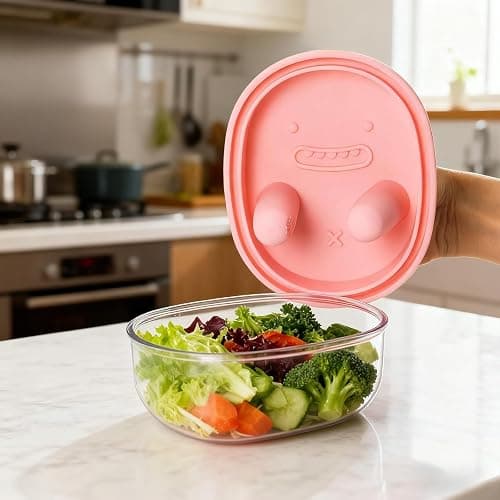 Kitorantor No-Mess Snack Box, Reusable Snack Containers With Silicone Box, Portable Dust-Proof Containers for Home and Travel, Leakproof Snackle Packs for School, Picnic, Office (Pink) thumbnail 5