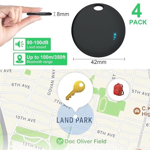 Tracker Tag 4 Packs Bluetooth Tracker, Smart Tag Locator Tracking Device, Keys Finder and Item Locator,Air Tracker Item Finders with Find My(iOS Only) Track Your Keys,Wallet,Luggage (Black) thumbnail 7