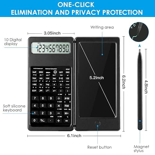 IPepul Scientific Calculators for Students, 10-Digit Large Screen, Math Calculator with Notepad, Classroom Must Haves for Middle High School Supplies & College (Black) thumbnail 3