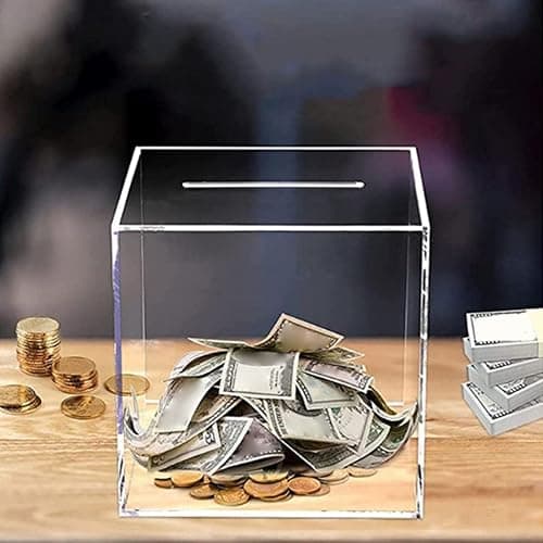 Clear Acrylic Money Box, Unopenable Large Money Bank Transparent Cash Saving Challenge Box thumbnail 2