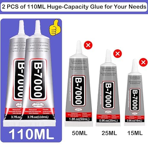 B7000 Adhesive Rhinestones Glue for Crafts, 2PCS 110ml / 3.7 fl oz with 5 Dotting Pen Tool, Wax Pencil and Tweezer, Jewelry Glue for DIY Craft, Makeup, Shoes, Jewelry Making, Nail Art thumbnail 3