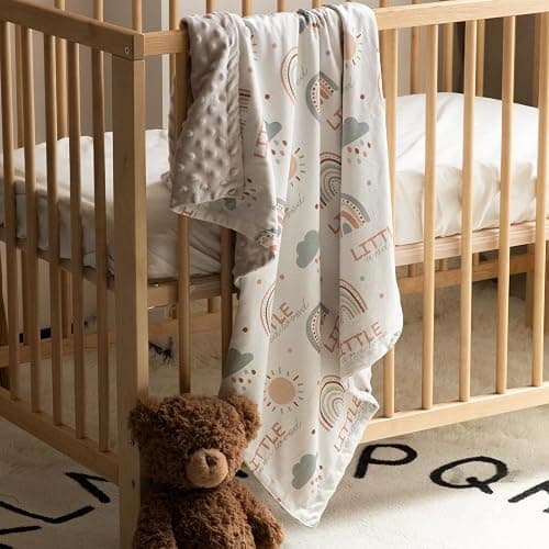 CIVARUA KIDS Baby Blankets for Unisex Boys Girls - Super Soft Clouds Rainbow Nursery Minky Blankets, 30 x 40 Inch Dotted Fleece Backing, Printed Bed Throws Newborn thumbnail 2