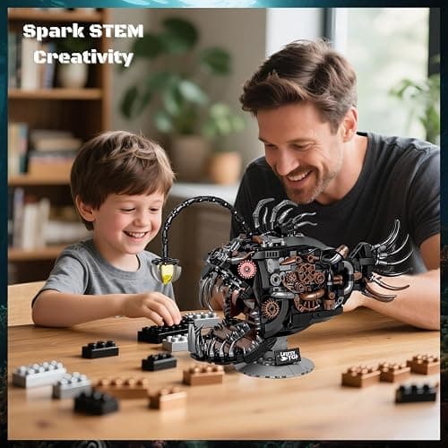 PIVONAX Mechanical Angler Fish Building Block Set - STEM Toys for Boys & Girls 8-14+, Deep Sea Ocean Creature Kit, Home/Office Decor with Light, Great Gift for Kids & Adults(1038+Pieces) thumbnail 4