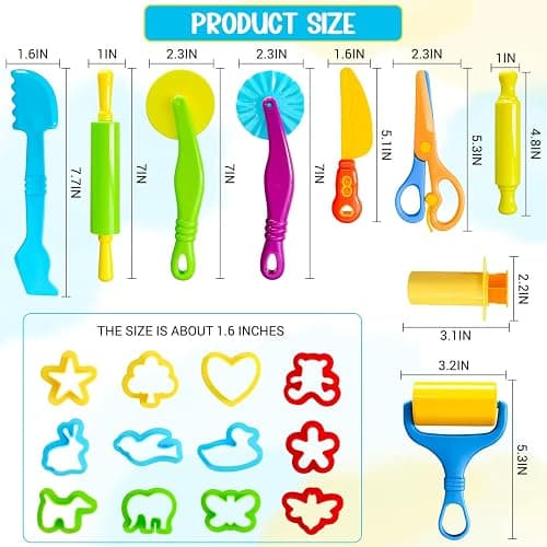 Playdough Tool Kit, 28 Pcs Basic Clay and Dough Tools Starter Set for Kids Ages 3+ Creative Play Accessories with Various Shape Molds & Cutters, Sensory Clay Toys Gifts for Back to School Christmas thumbnail 3