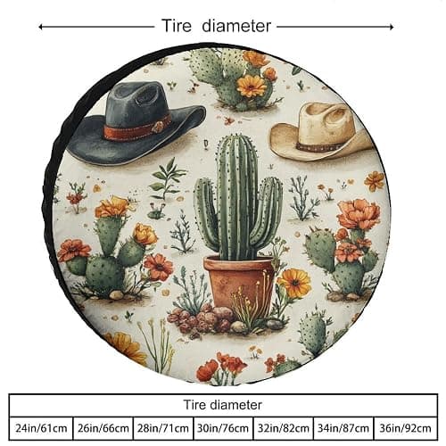 Cactus Garden Pattern Tire Covers Wheel Cover Protectors Waterproof Spare Tire Cover Universal Fit RV SUV Truck Trailer Accessories thumbnail 2