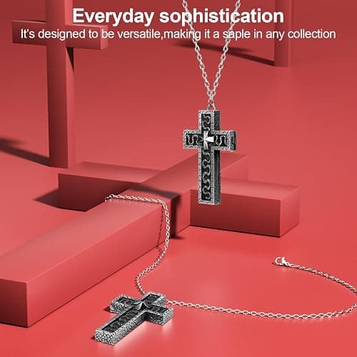 AICase Squids Necklace Game,Thanos Necklace,Squid Thanos Game Cross Pendant Cross-Shaped Necklaces with Secret Compartment,Vintage 3D Printed Charm for Men Women thumbnail 2