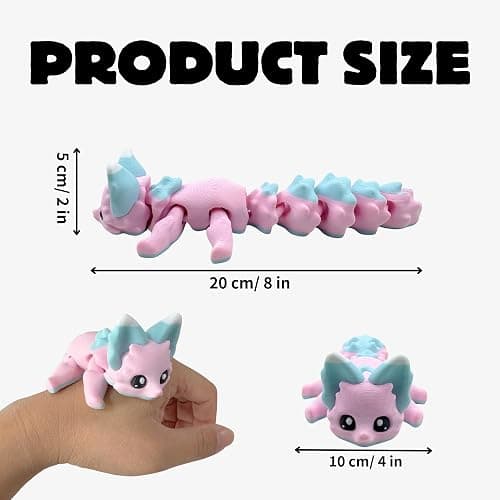 Yipintang 3D Printed Creature Flexible Animals - 8 Inches Fidget Animal for Desk Décor (Candy Fox) thumbnail 3
