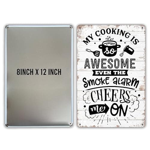QIONGQI Funny Kitchen Quote My Cooking is Awesome Metal Tin Sign Wall Decor Retro Kitchen Signs with Sayings for Home Kitchen Decor Gifts thumbnail 3