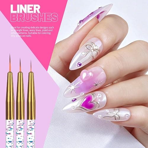 Teenitor Nail Art Tools Set, 23 Pcs Nail Art Brushes, 5 Pcs Nail Dotting Tool, 2 Set of Nail Stand, 100 Pcs Double-Sided Adhesive Tabs, Nail Art Palette, Brushes Holder, Pink thumbnail 3