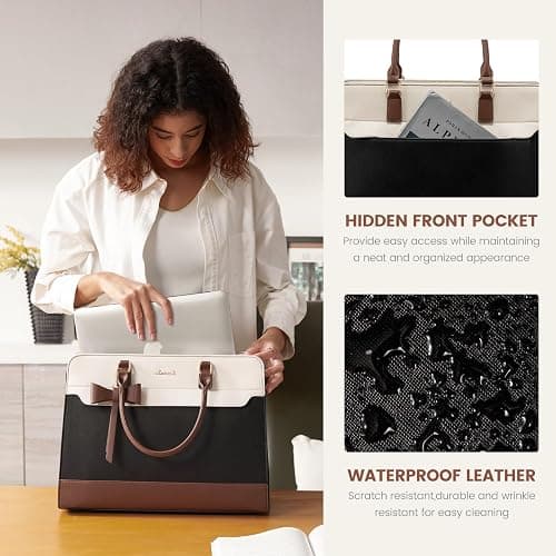 LOVEVOOK Laptop Tote Bag for Women,Leather Work Bag, Waterproof Business Teacher Bag,Large Computer Handbag Purse Briefcase,Office Gifts for Women thumbnail 5