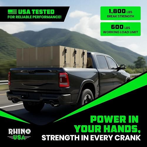 Rhino USA Ratchet Straps Tie Downs (4-Pack) - 1 Inch x 15 Feet (1,823lb Break Strength) - Ultimate Tie Down Straps with Safety S Hooks - for Trucks, Cargo, Moving, Appliances - Black thumbnail 7