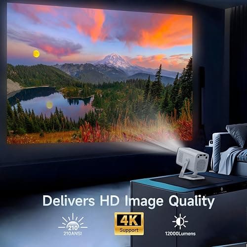 Mini Projector with WIFI 6 and Bluetooth, Native 720P HD Supports 4K 1080P, Portable Projector with Auto Keystone, Movie Projector for Laptop, PC, Smartphone. thumbnail 8