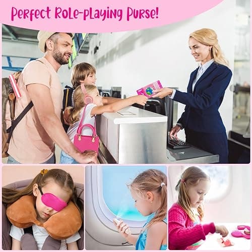 Little Girl Purse with Pretend Makeup for Toddlers, 49PCS Kids Play Purse Set - Princess Toy Accessories, Pretend Play Headset Wallet Phones Sunglasses Keys Credit Cards Birthday Gift for Girls Age 3+ thumbnail 4
