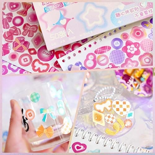 2500PCS Kpop Photocard Stickers Book - Glitter, Butterfly, Heart, Ribbons Deco Stickers for Kids, Girls, Boys thumbnail 5