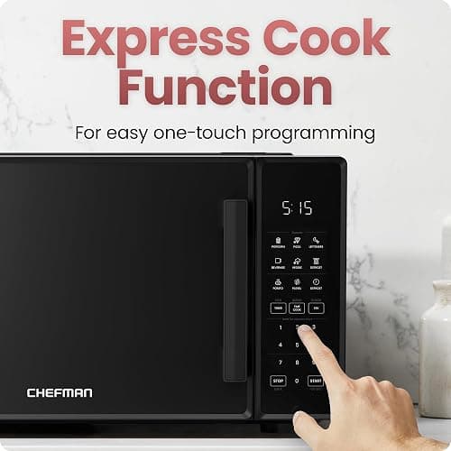 Chefman Countertop Microwave Oven 1.1 Cu. Ft., 1000 Watts with 10 Power Levels, 6 Cooking Presets with One-Touch Express Cook, Eco Mode, Child Safety Lock, & Mute Button - Black thumbnail 6