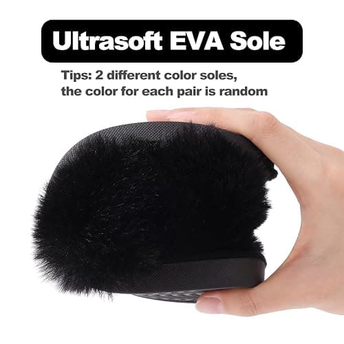 Evshine Women's Fuzzy Slippers Cross Band Memory Foam House Slippers Open Toe thumbnail 4