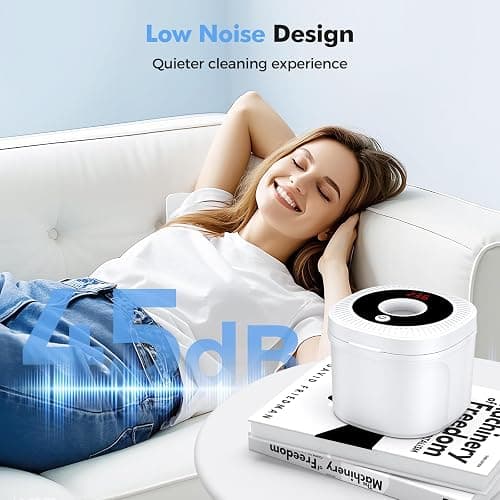 Ultrasonic Retainer Cleaner, Upgraded 48kHz Dental Cleaner Machine for Braces, Mouth Guard Cleaner, Toothbrush Heads, Jewelry, 4 Modes Retainer Cleaner with 200ML Capacity (White) thumbnail 7