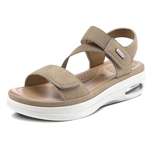 mysoft Women's Summer Walking Sandals Air Cushion Support Platform Ankle Strap Shoes Comfortable Casual Wedge Sandals - Image 1