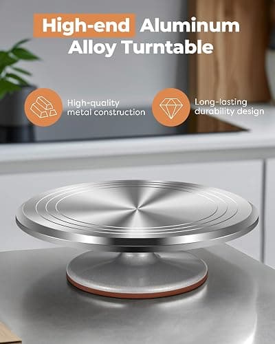 Kootek Aluminium Alloy Revolving Cake Stand 12 Inch Rotating Cake Turntable for Cake, Cupcake Decorating Supplies thumbnail 4