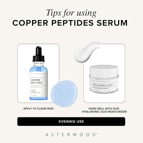 Asterwood Copper Peptides Serum for Face - with GHK-Cu Peptide and Hyaluronic Acid - Anti-Aging Facial Serum - 1 Fl Oz thumbnail 6