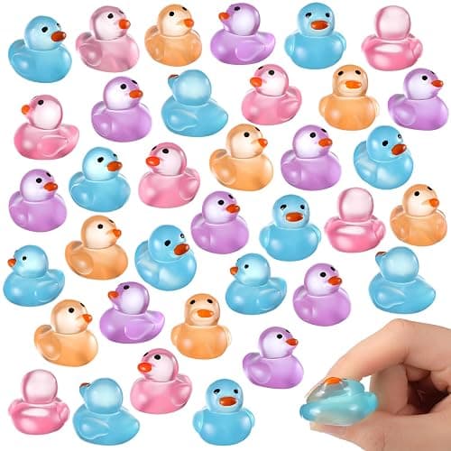 Civaner 60 Pcs Tiny Squeeze Mini Duck Stress Relief Cute Fidget for Adults Birthday Party Easter Egg Filler and Easter Basket Stuffer Gift - Image 1