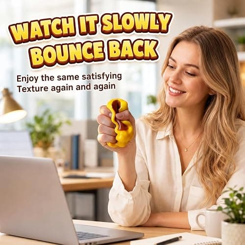 2PCS Crunchy Squishy Stress Ball, Caramel Pudding Stress Ball Squishy, Portable Handheld Sensory Toy, Ideal Anxiety‑Relief Gift for Adults, Cute Realistic Food-Desk Stress Relief thumbnail 4