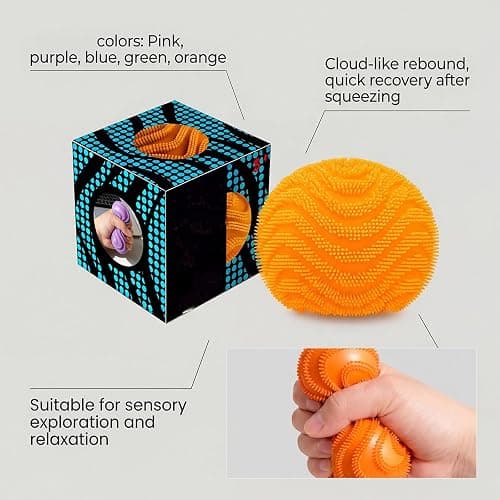 Fuzz Ball Fidget Stress Toy, Squishy Stress Ball, Fuzz Ball Squishy Stress Drop Malt Fuzz Balls Sensory for Anxiety Stress Relief, Easter Birthday Party Favors (Purple) thumbnail 6