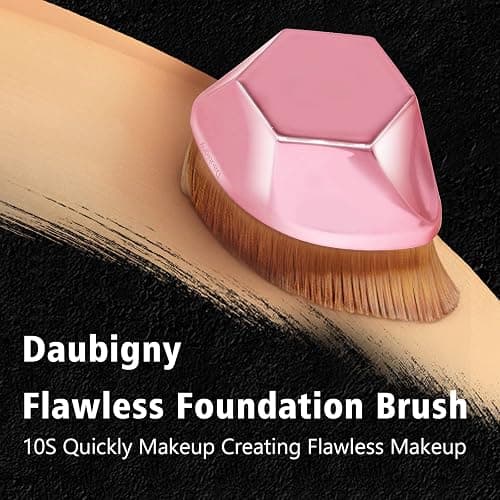 Foundation Brush, Daubigny Perfect Makeup Brush for Face Blush Liquid Powder Foundation Brush for Blending Liquid, Cream or Flawless Powder Cosmetics with Protective Case (Rose Golden) thumbnail 3