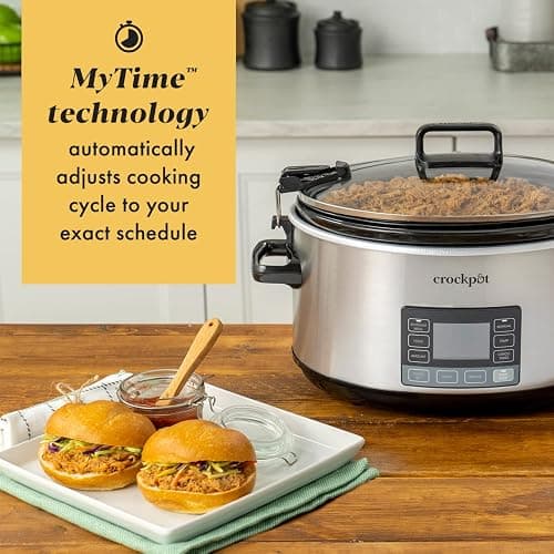 Crock-Pot 7-Quart Slow Cooker, Portable Programmable with Timer, Locking Lid, Stainless Steel; an Essential Kitchen Appliance, Perfect for Families and Gatherings thumbnail 3